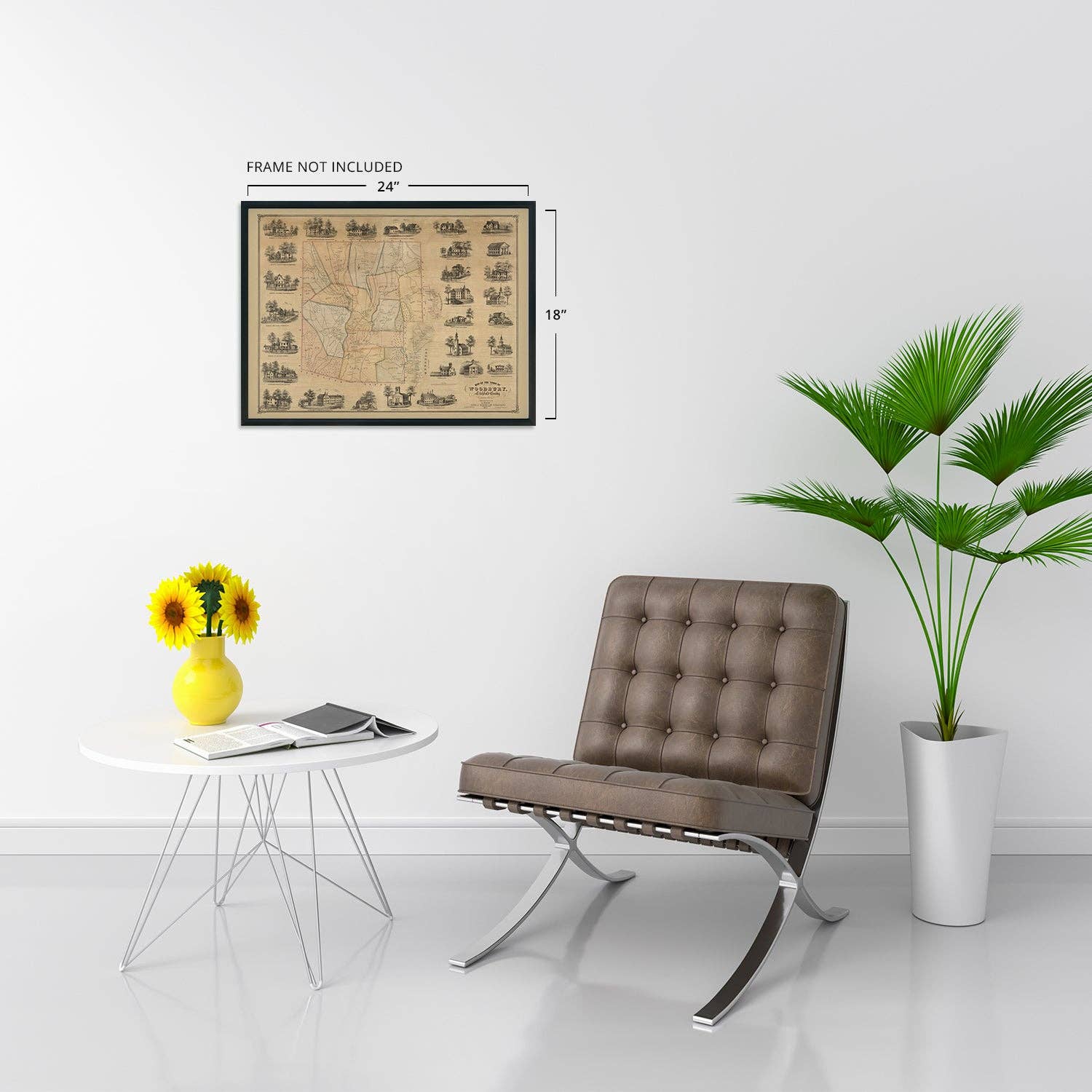 Historic Prints - Wholesale Poster - Vintage Litchfield County, CT State Map Wall Art Poster4