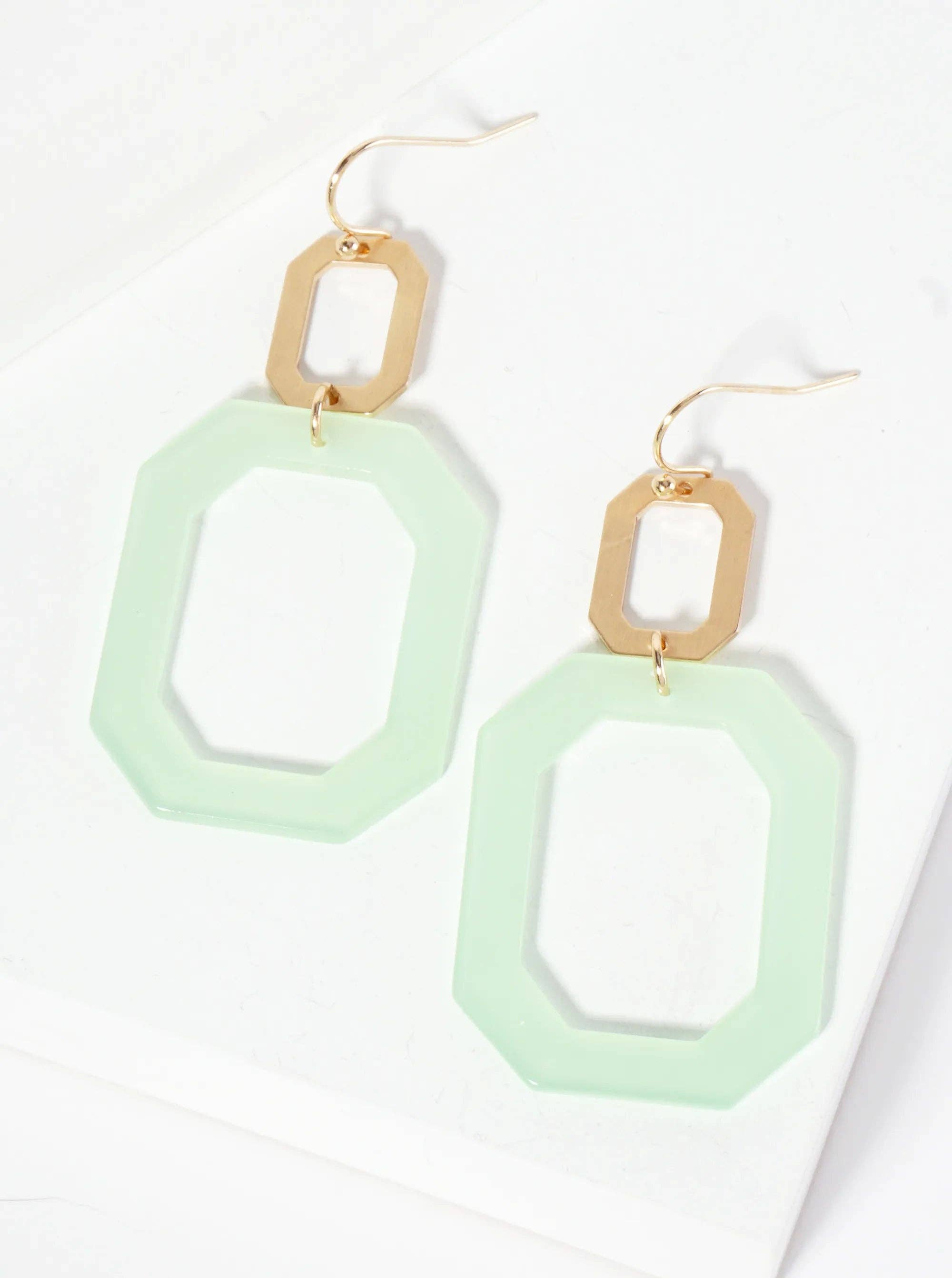 Wild Honey - Wholesale Dangle Earrings - Geometric Double Cut-Out Octagon Dangle Earrings1