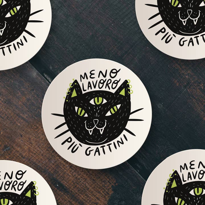 Chiaralascura - Wholesale Sticker - Meno lavoro più gattini - adesivo