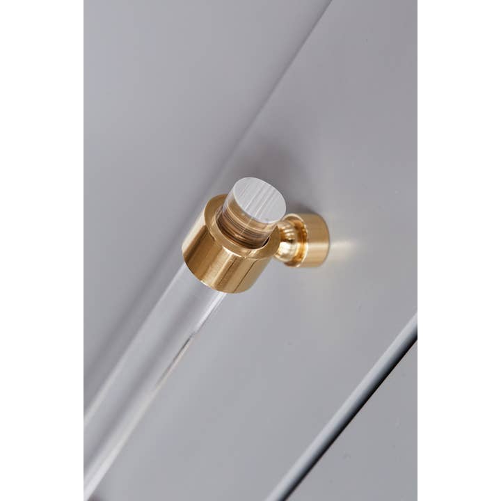 LuxHoldups - Wholesale Knob/Pull - Slim Lucite and Brass Cabinet Handles with Crown Base