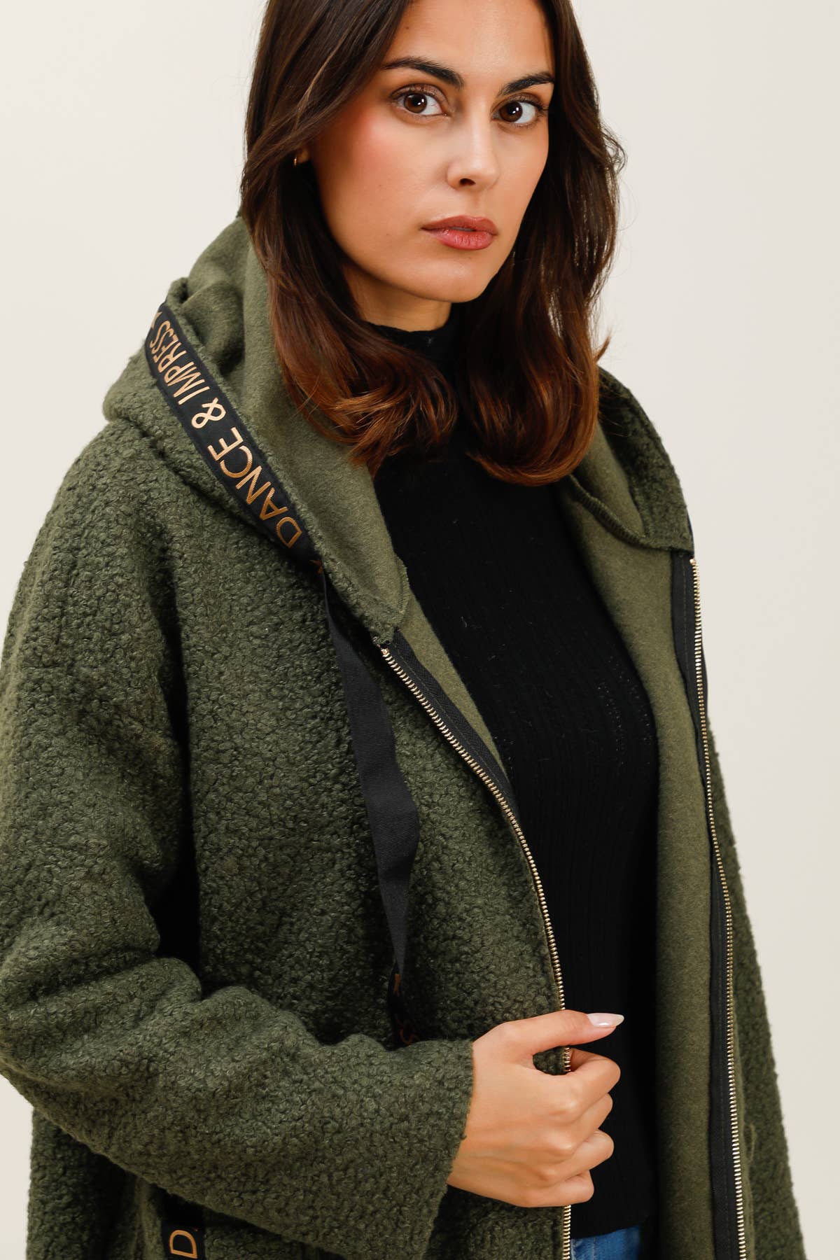 Lucky Nana - Wholesale Coat - Women's - AH 22173 - Boucle Fabric Coat1