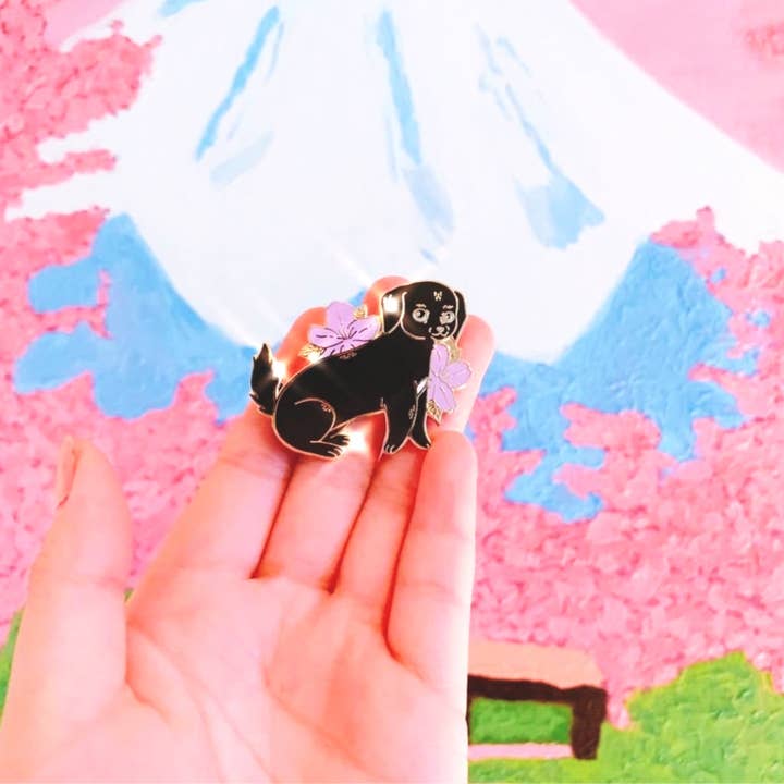 Agi Jagi Shop - Wholesale Lapel Pin/Button - Cherry Blossom Blackie Enamel Pins6