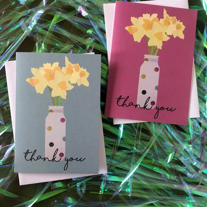 Carte de remerciement Jonquilles pour la vente par Katsillustration