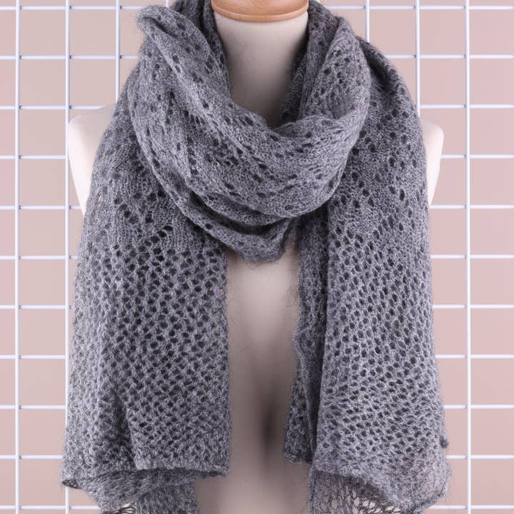 NAÏS PARIS - Wholesale Scarf - Women's - OPENWORK MOHAIR WOOL SHAWL6