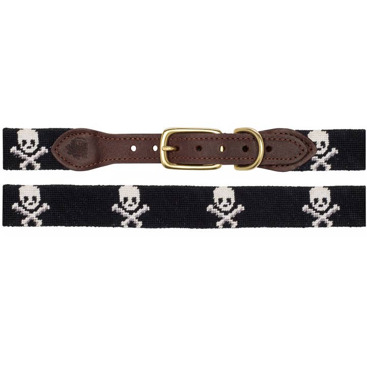 Good Threads - Wholesale Pet Collar - Dog - Skull And Crossbones Needlepoint Dog Collar