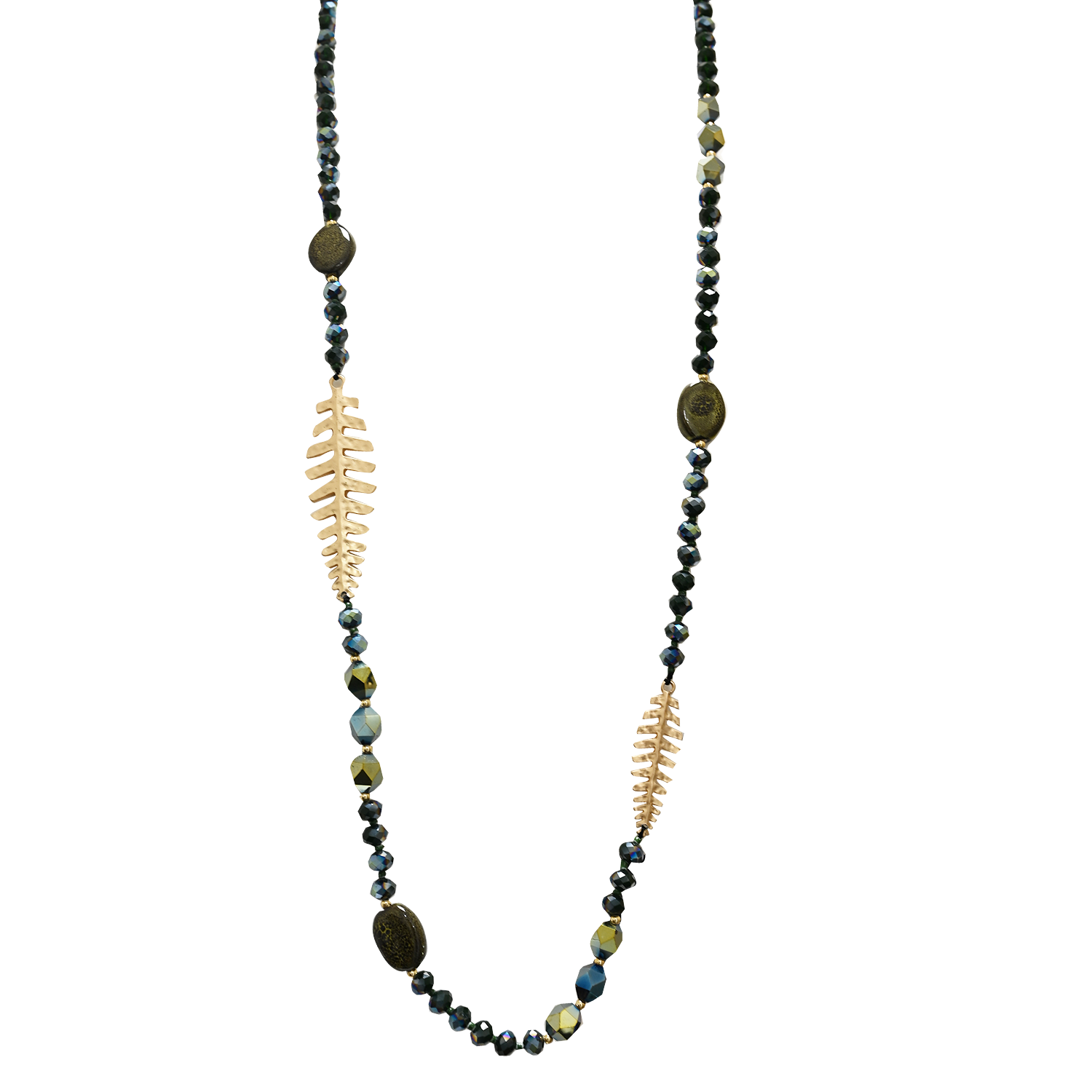 AMORINO SRL - Wholesale Beaded/Pearl Necklace - LONG BEADED NECKLACE WITH FISH BONES - HZM24144A2671