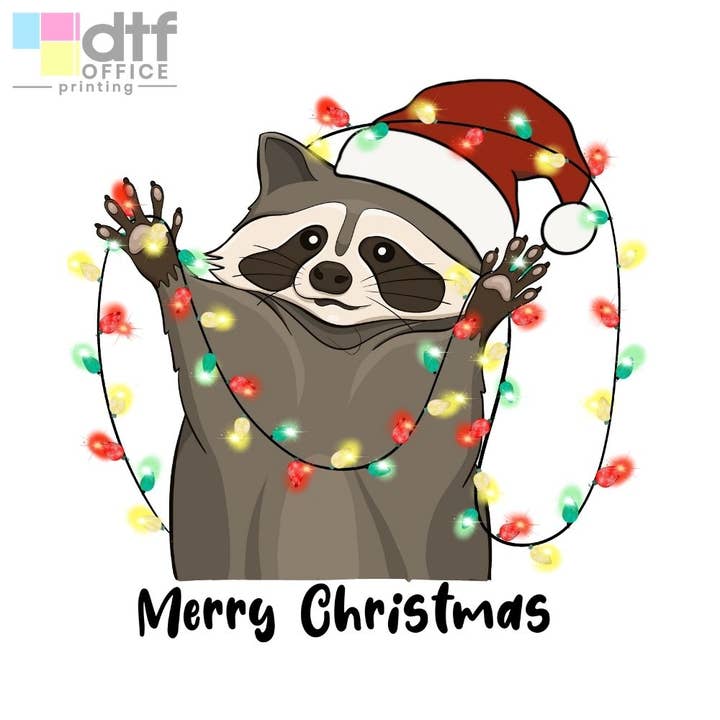 DTF Office - Wholesale Sticker - Christmas Lights Raccoon UV Sticker