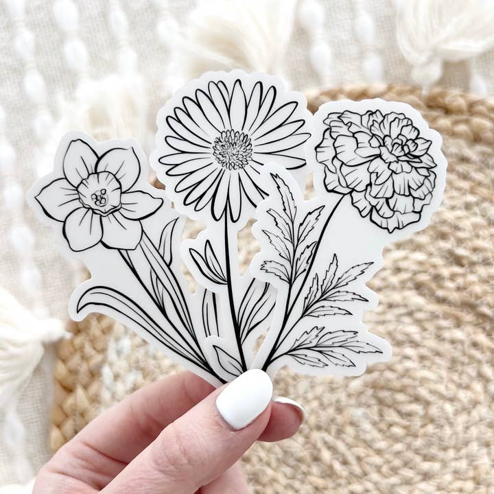 Elyse Breanne Design – wholesale Klistermärke – September födelse månad blomma: Aster klistermärke, 1.8x3.5in.