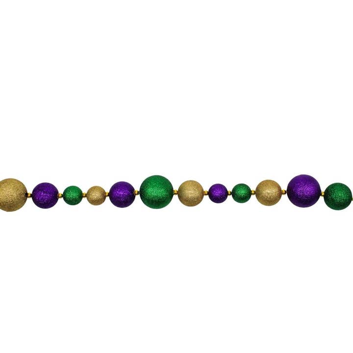 Mixed (50mm,40mm,30mm) Mardi Gras Glitter Ball Garland 6' (Each) for wholesale by Plush Appeal LLC
