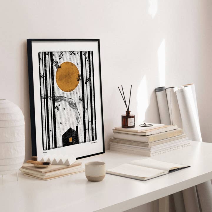 Luke Holcombe Studio – wholesale Art print – Smoky Cabin, Digital Print (A4, A3) Forest Magic New House3