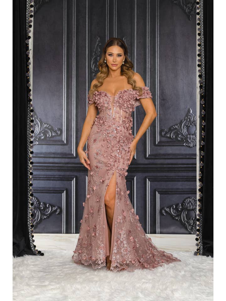 RICARICA INC. - Wholesale Gown - Women's - 7508_XL LUX OFF THE SHOULDER FORMAL MAXI DRESS
