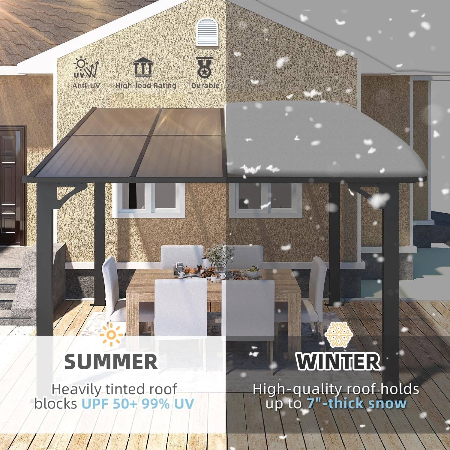 Dark 8x8 Waterproof Wall Mounted Lean To Gazebo for Patio for wholesale on Faire5