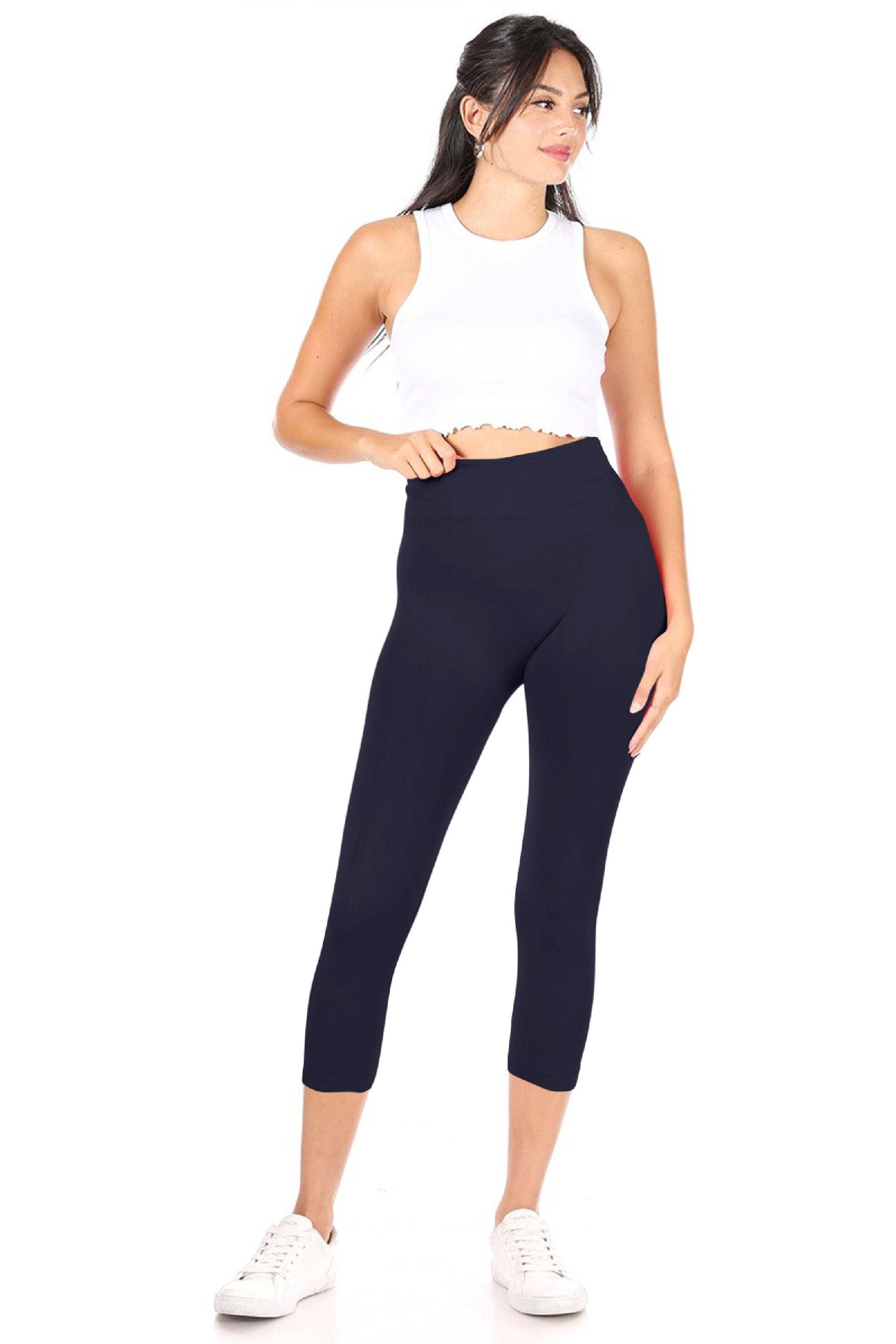 MOA COLLECTION - Wholesale Athletic/Lounge Leggings - Women's - Women's Casual Solid Seamless Capri Leggings38