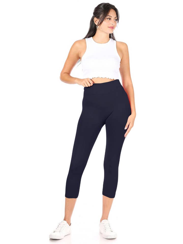 MOA COLLECTION - Wholesale Athletic/Lounge Leggings - Women's - Women's Casual Solid Seamless Capri Leggings38