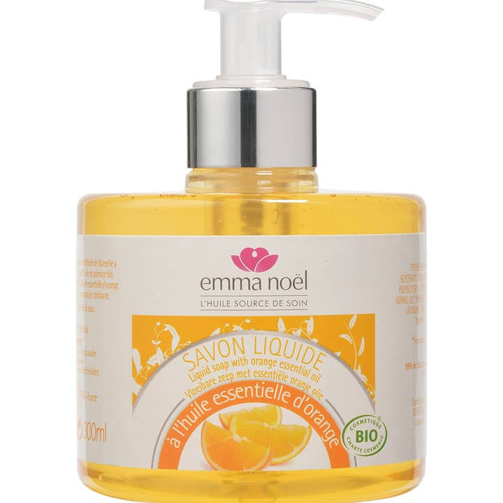 Savon liquide HE Orange Bio 300ml pour la vente par EMMA NOEL