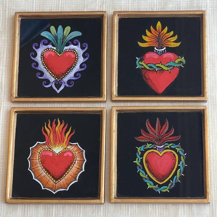 Milagro Heart Coasters Set A, Peru for wholesale by Tesoros Trading Company