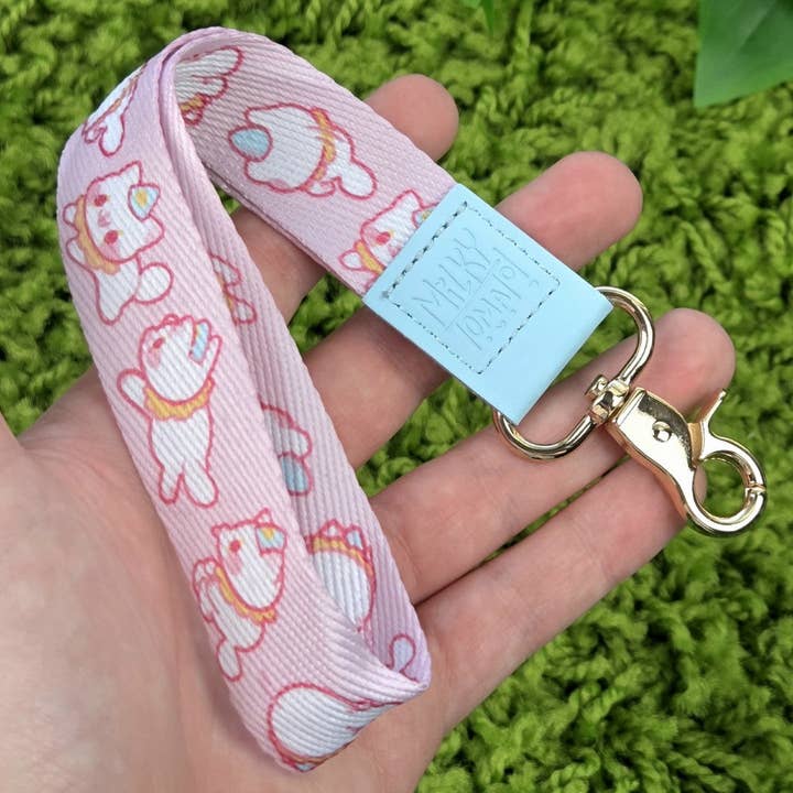 Dilly and Dallying Clown Cat Wrist Lanyard! for wholesale by Milky Tomato