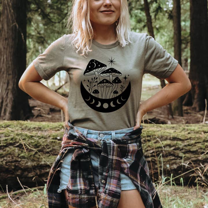 208 Tees - Wholesale Screen Printed T-Shirt - Women's - Mystic Magic Mushroom TShirt Forage Graphic Tee 176