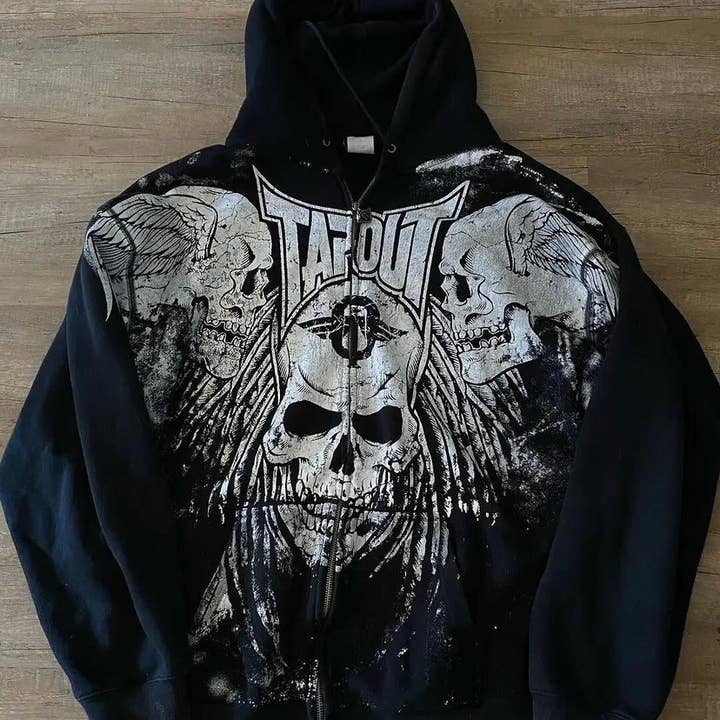 SALINA TRADING INC - Wholesale Hoodie - Women's - Y2K Skeleton Zipper Hoodie Retro Graphic Sweatshirt10
