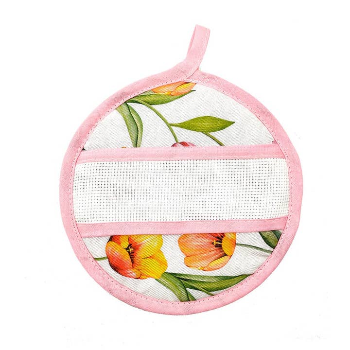 Almatex srl - Wholesale Oven Mitt/Pot Holder - GARDEN potholder square or round with etamine band3