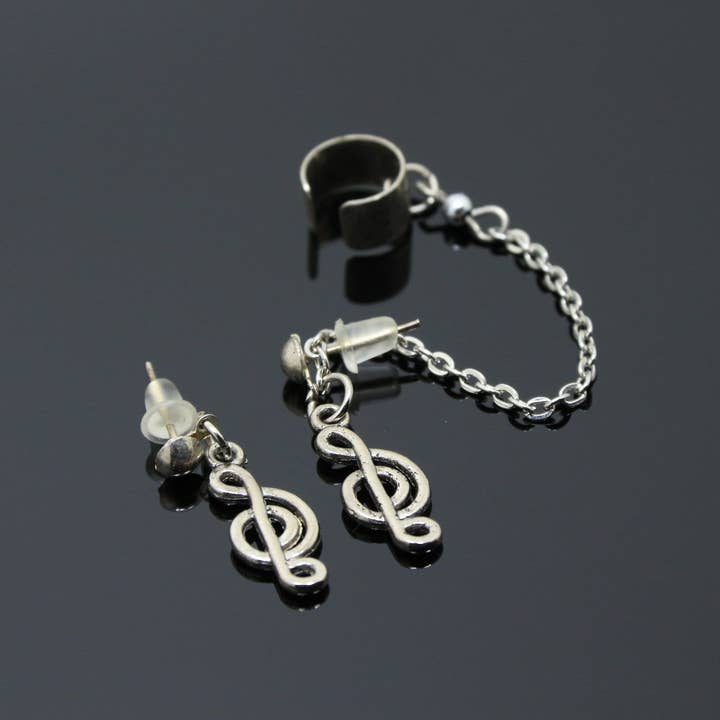 SomeBijoux4You - Vendita all'ingrosso Orecchini ear cuff/ear wrap - Orecchini a forma di chiave di violino, a forma di chiave di violino, senza perforazione della cartilagine3