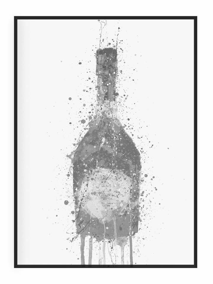 Impression murale avec bouteille de champagne « Rosy » (édition grise) pour la vente par We Love Prints