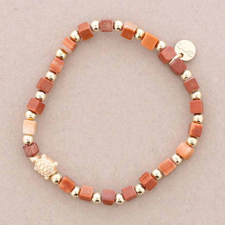 Bracciale elastico metallico con tartaruga e pietre quadrate per la vendita all'ingrosso da parte di Sonata