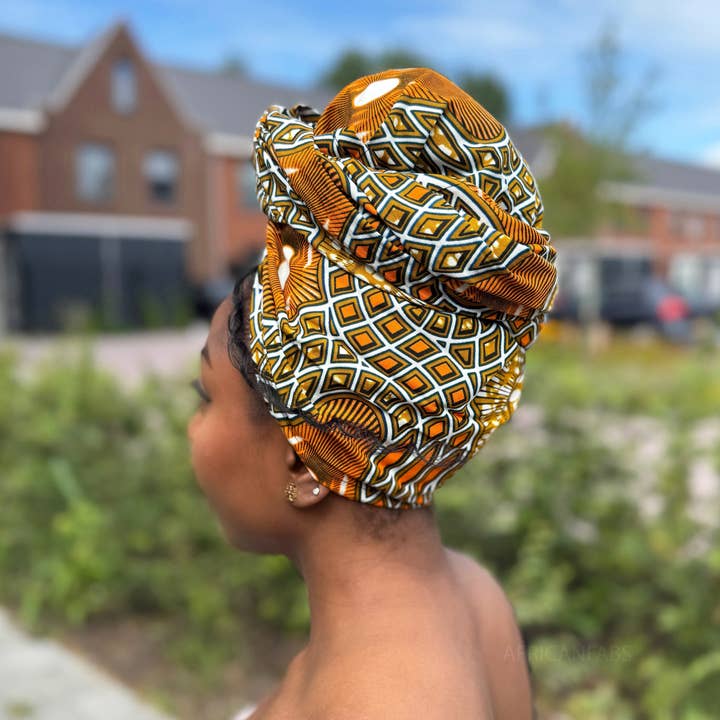 AfricanFabs - Wholesale Head scarf – Women's - African headwrap - Mustard1