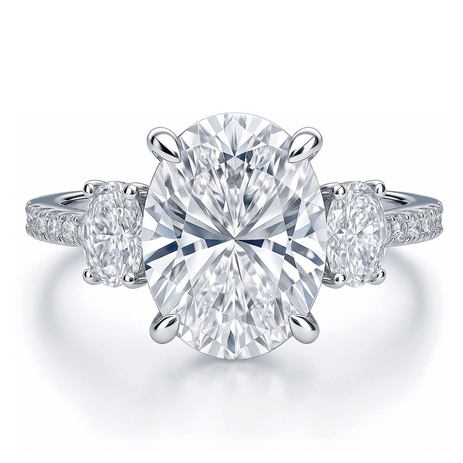 BERRICLE - Vendita all'ingrosso Anelli di fidanzamento - Anello di fidanzamento con zirconi cubici taglio ovale a 3 pietre in argento sterling BERRICLE2