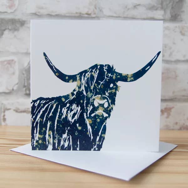 Highland Cow Greeting Card for wholesale by Alchemi Art