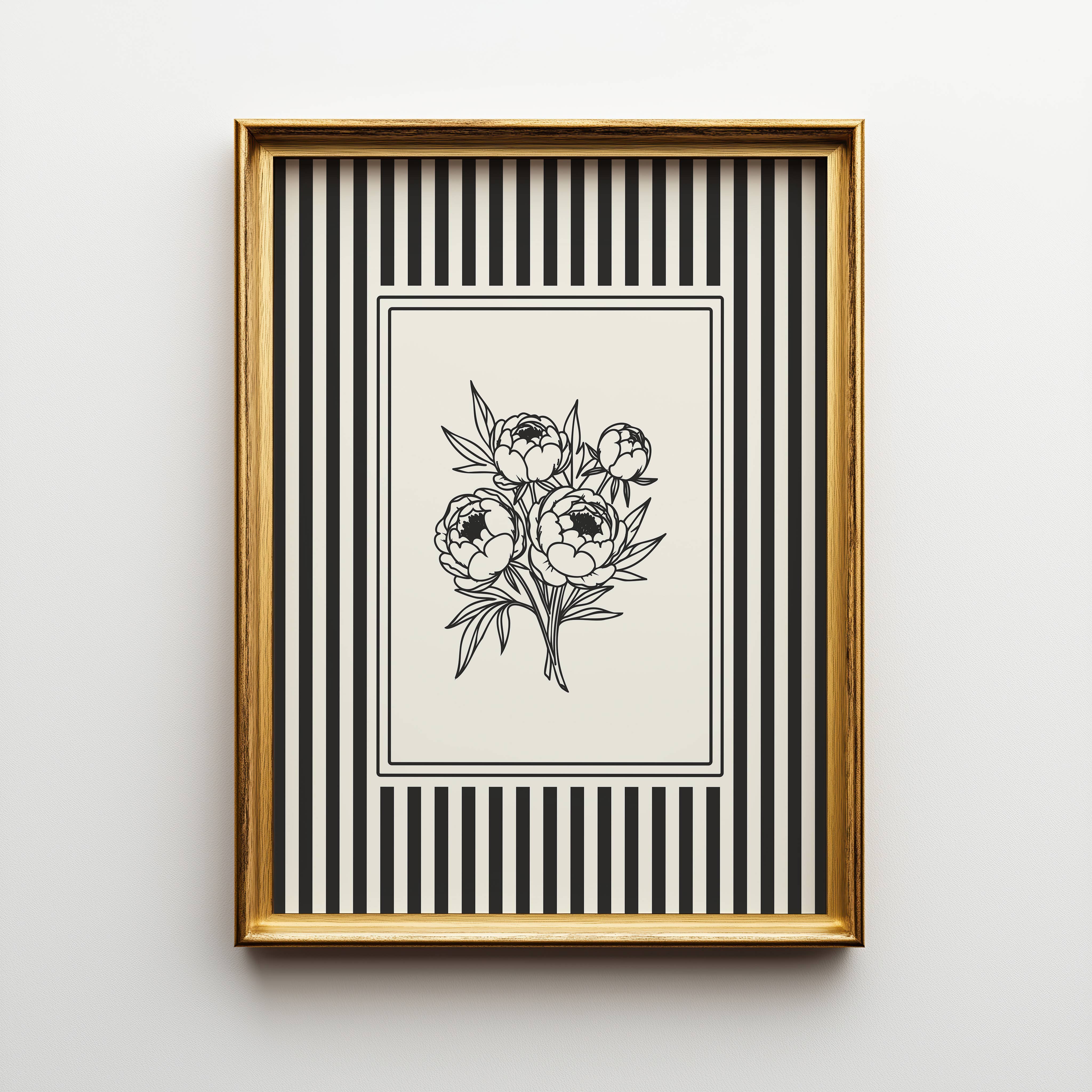 Paperly Creative Co - Wholesale Art Print - Minimalist Black & White Peonies Art Print II4