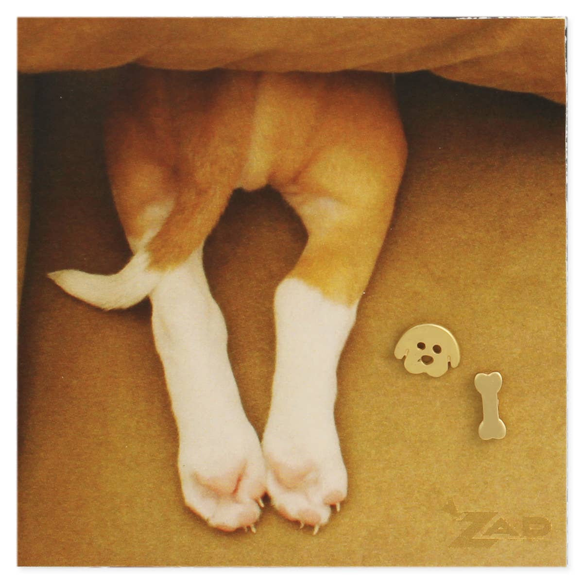 ZAD - Wholesale Stud/Post Earrings - Matte Gold Dog & Bone Post Earrings0