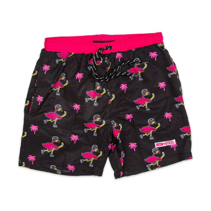 Flamingo Hockey Swim Trunks for wholesale by Iron+Steel Hockey