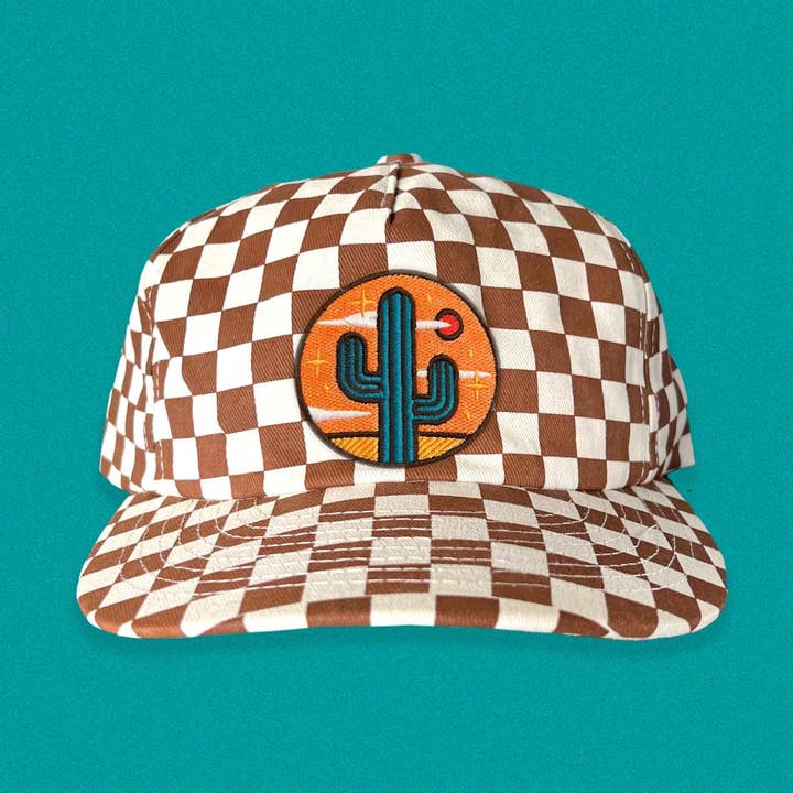 Chapeau souple à carreaux Cactus Dream à 5 panneaux pour la vente par The Space Bureau