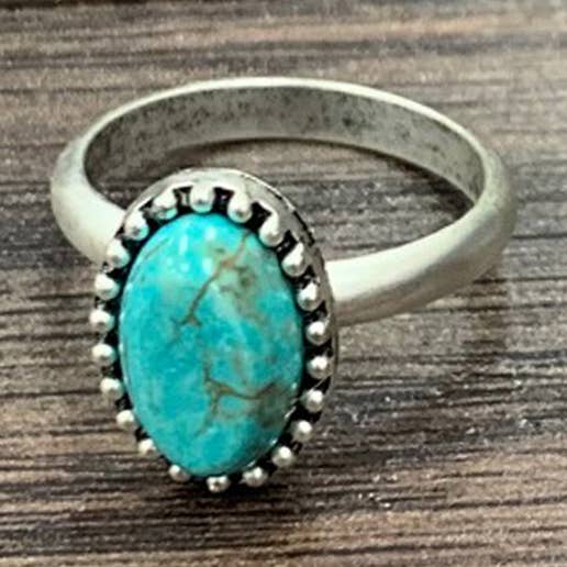 ISAC Trading Inc – wholesale Cocktail/Statement Ring – 750279, 12mm Oval Turkos, Justerbar Mässingsring0