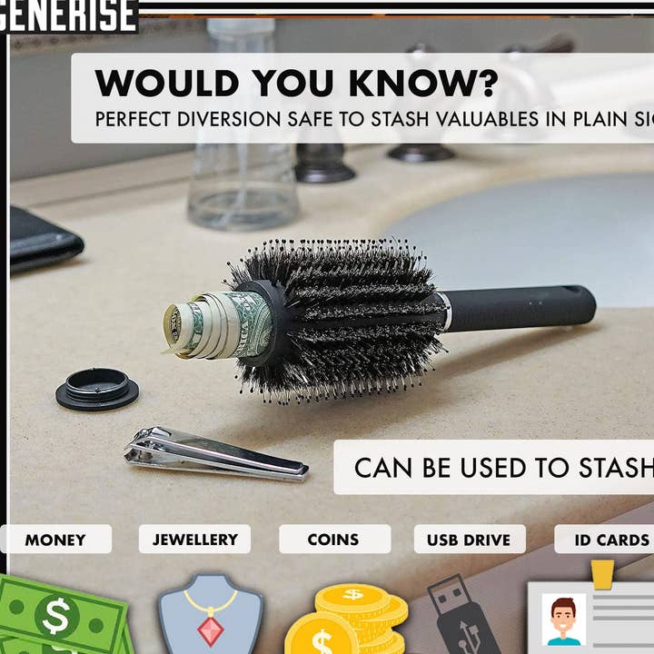 My Wholesale Warehouse - Wholesale Hair Brush/Comb - Generise 'Secret Stash' Hair Brush