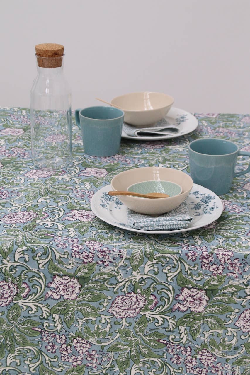 Rozablue - Wholesale Tablecloth - Handblockprinted tablecloth Chintz aubergine 160 x 270 3