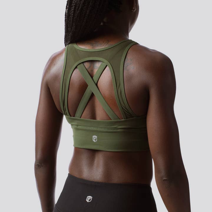 X-Factor Sports Bra (Tactical Green) for wholesale by Born Primitive