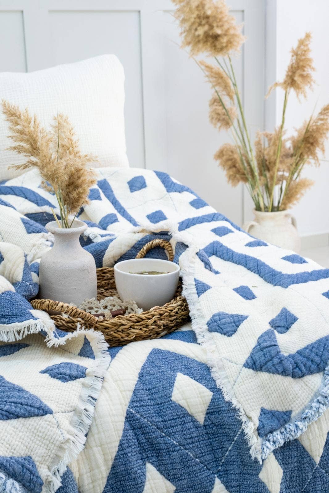 Design company-Fatma Balkir - Wholesale Quilt - Beige King Size Muslin Quilt with 6 layers bedspread-boho6