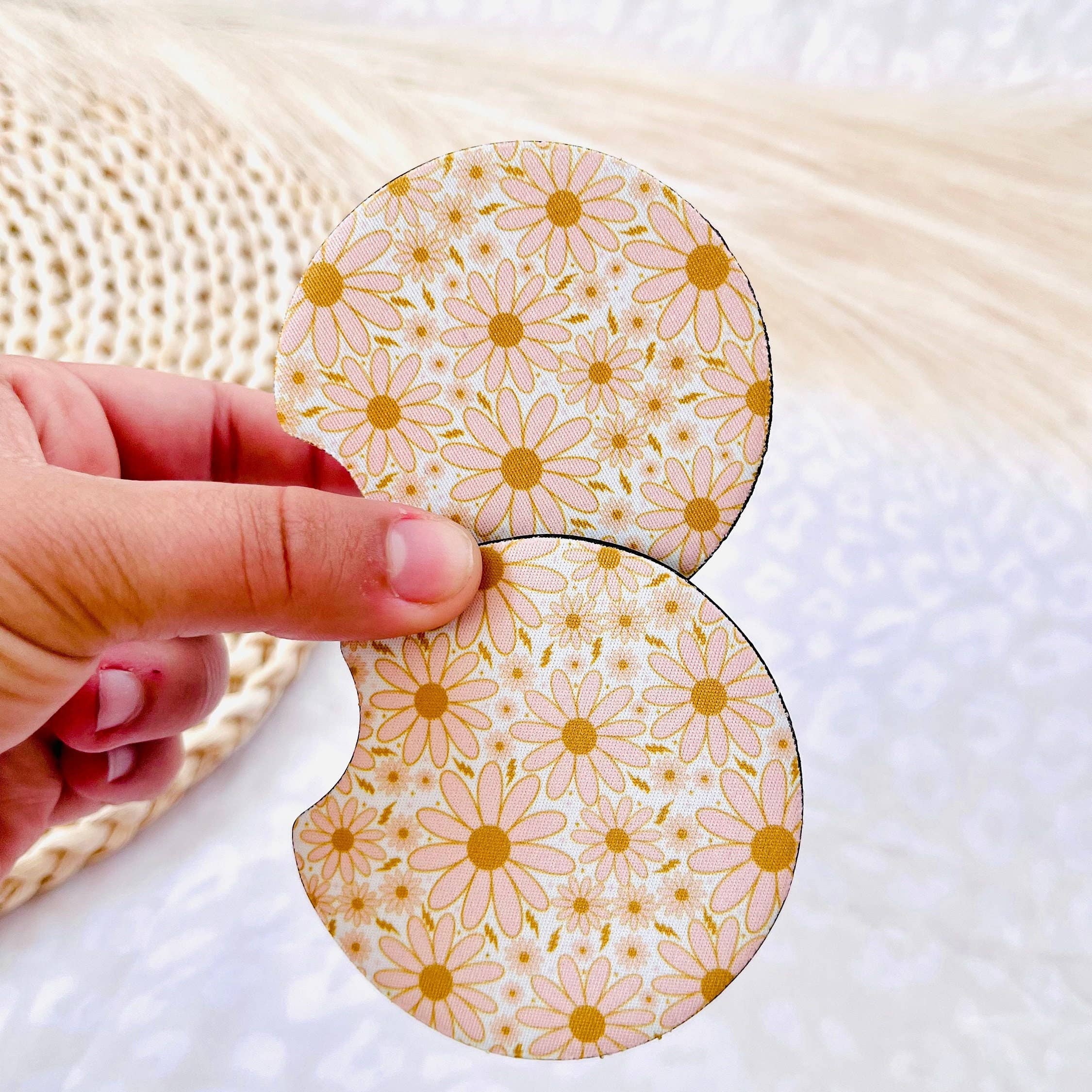 MarissaDDesigns - Vente Sous-verre pour voiture – unisexe - Dessous de verre pour voiture - Lot de 2 avec motifs floraux8