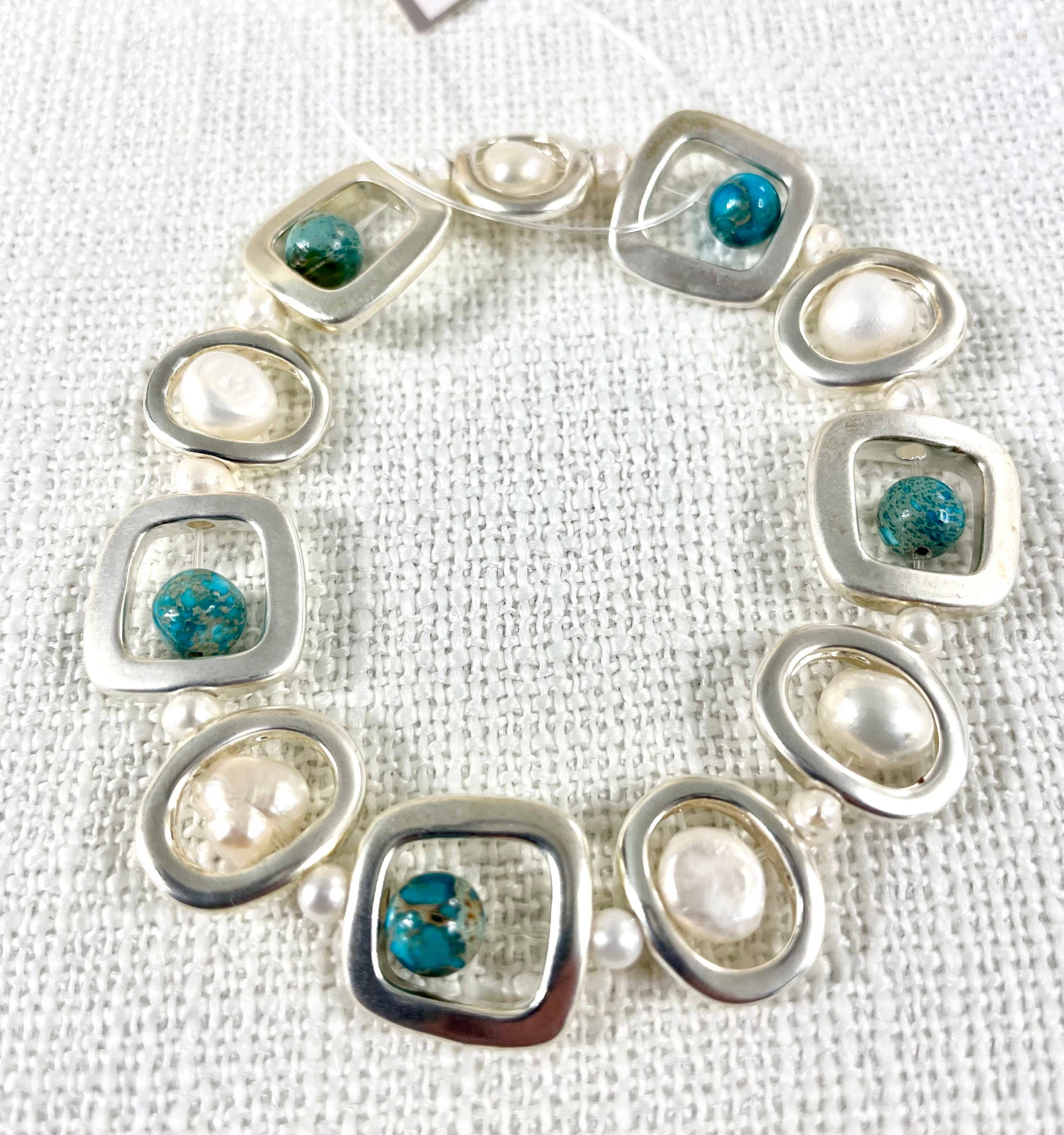 Studio G – wholesale Beaded bracelet – #57B-Brushed Bead and Pearl Bracelet2