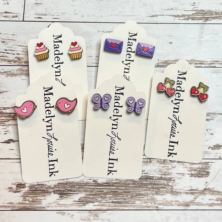 Valentine / Spring / Love - Hand Painted Stud Bundle for wholesale by Madelyn Louise Ink