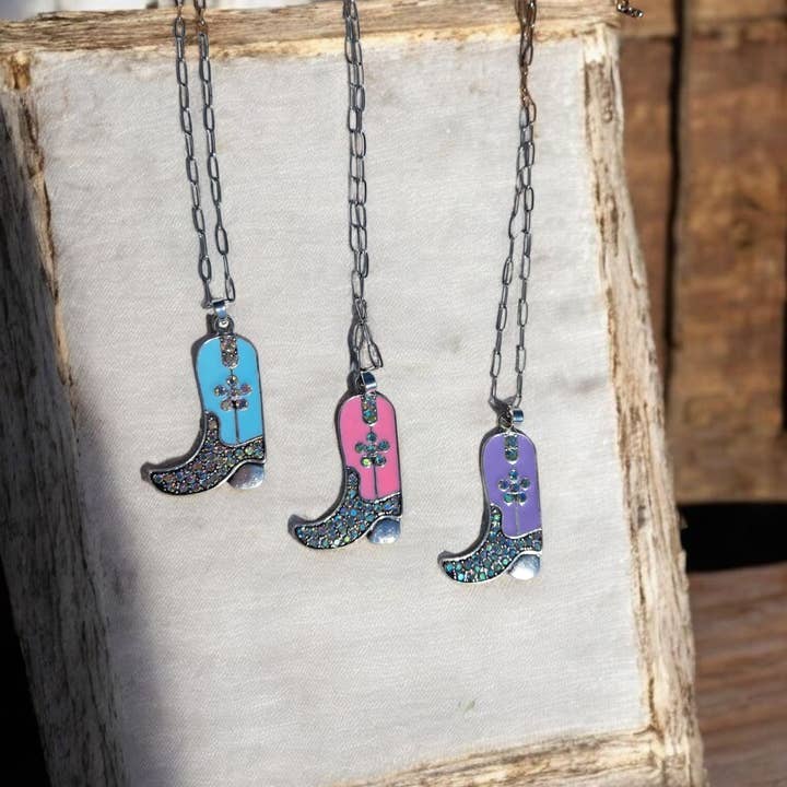 The Bling Barn - Wholesale Pendant/Charm Necklace - Boots and Bling A Cowgirl Thing Fashion Necklace3