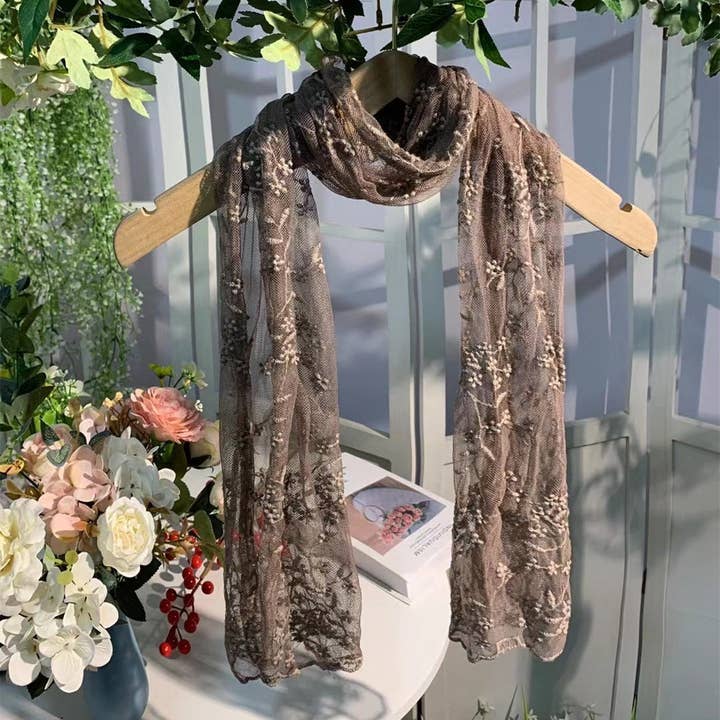 Funkyrel® Atzbranding Limited - Wholesale Scarf - Women's - Scravii - Embroidered Lace Small Shawl Scarf