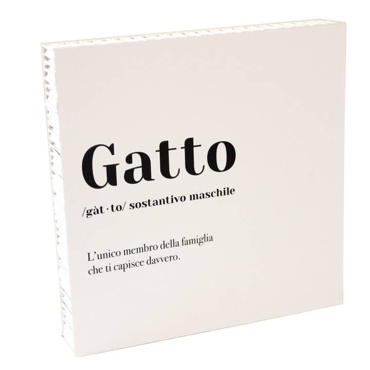 White Cat Picture 20x20 cm With Black Embossing and Stamp for wholesale by Essent-ial