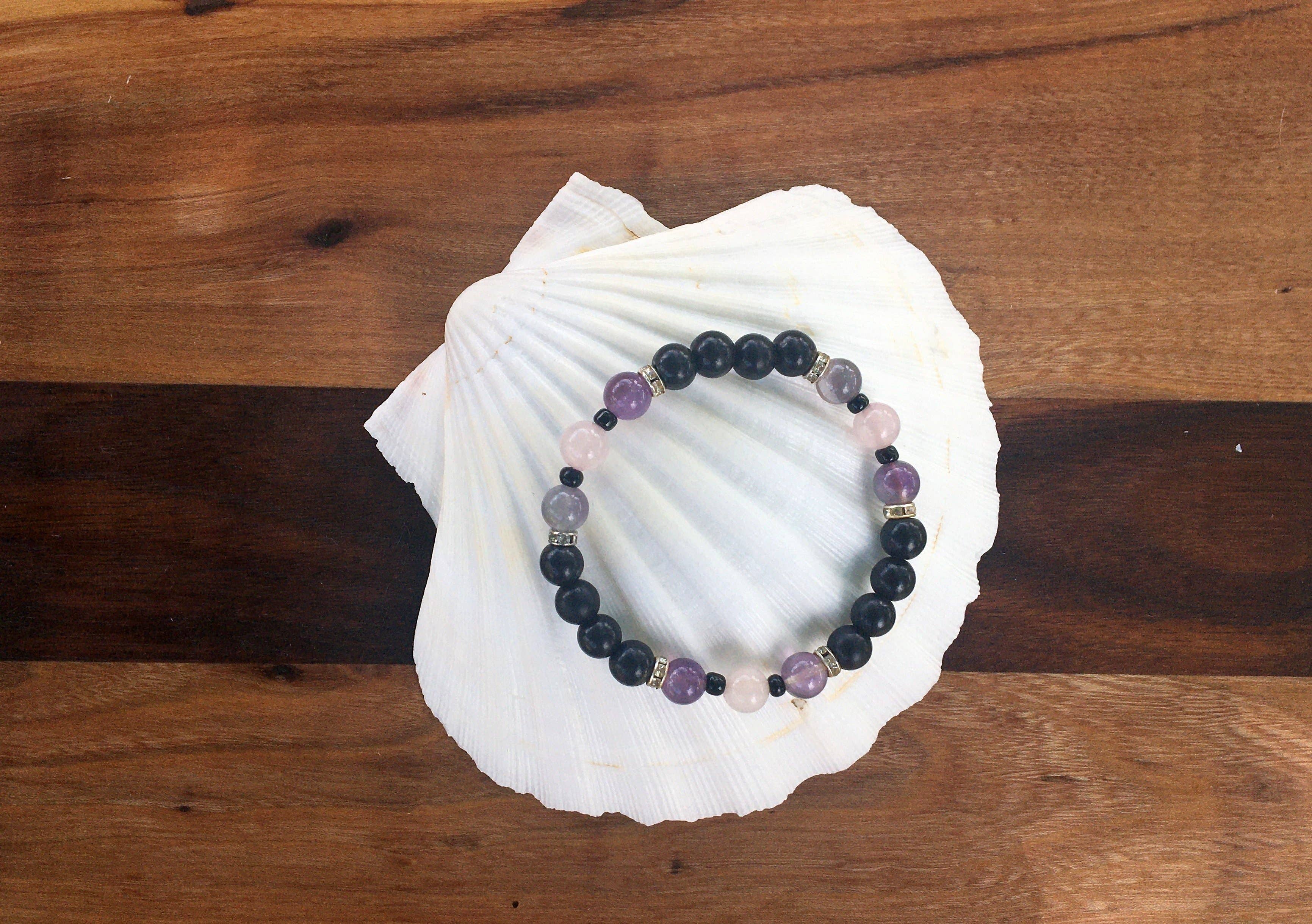 Karelia Creations - Wholesale Beaded Bracelet - Kids - Kids Protection Bracelet | Shungite Amethyst Pink Quartz8