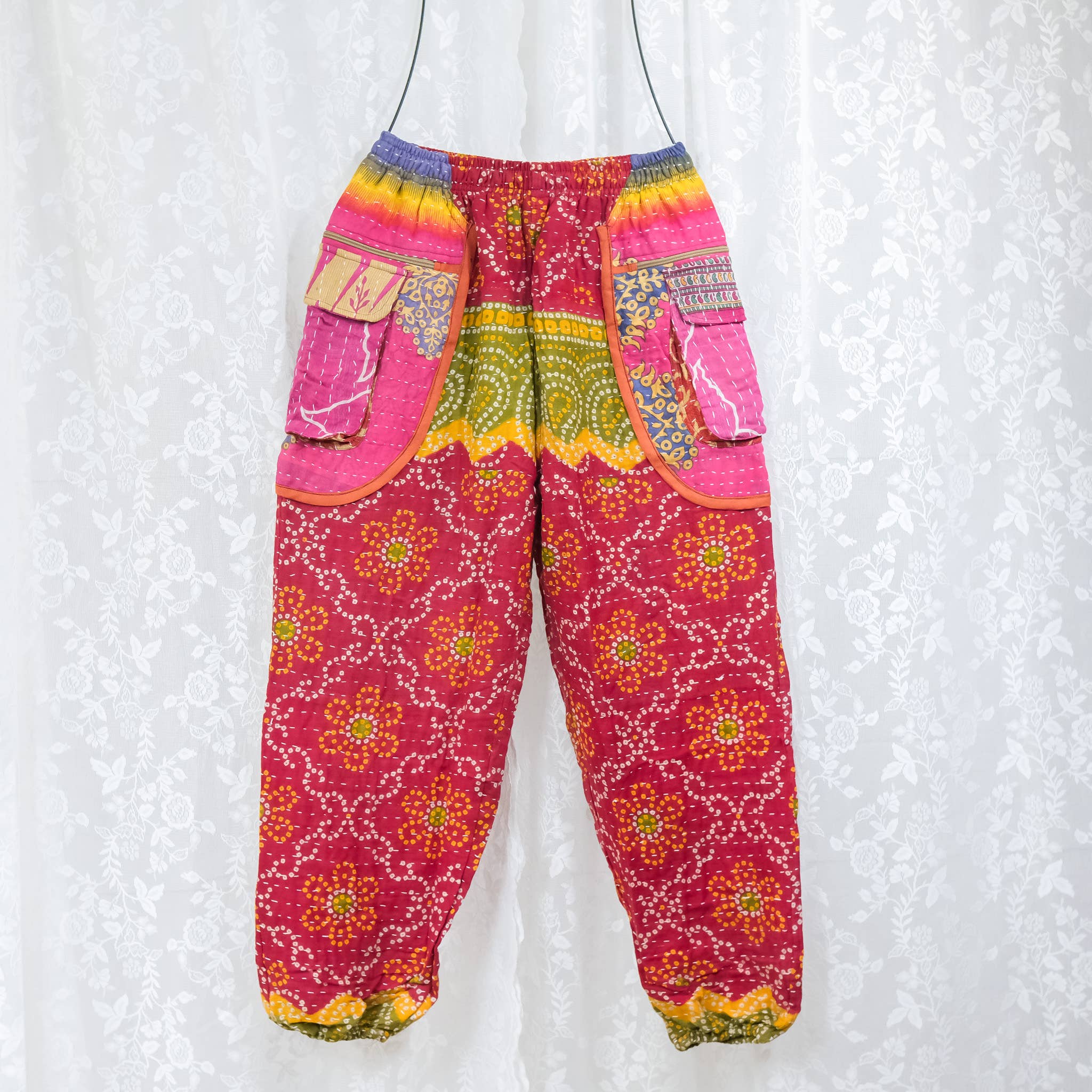 Karma Nepal Crafts - Wholesale Pants - Women's - One of a Kind Kantha Baggy Pants with Pockets9