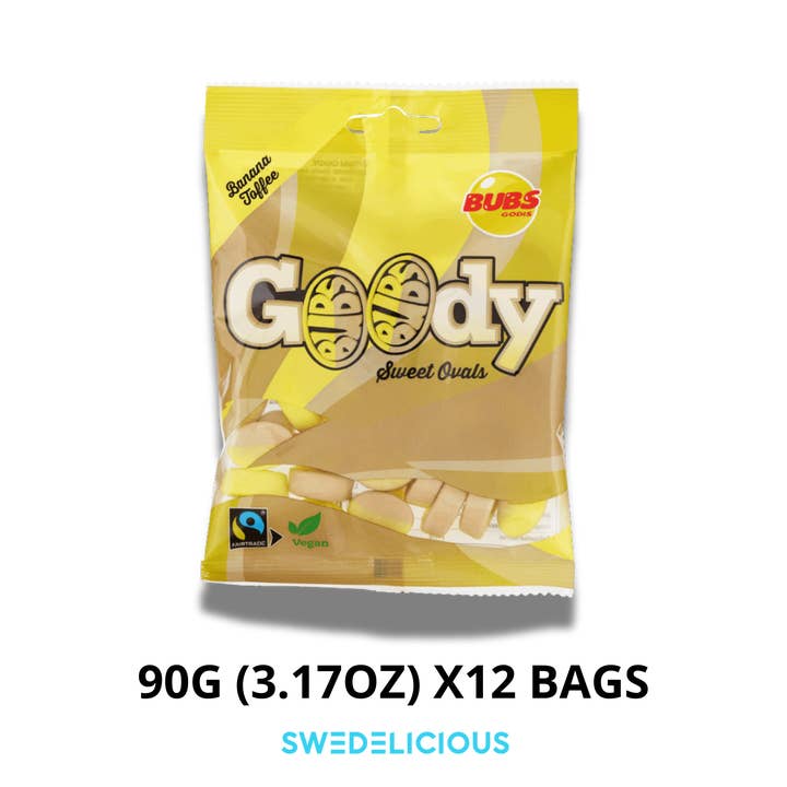 BUBS Goody Banana Toffee Ovals - Swedish Candy for wholesale by Swedelicious - Swedish Candy