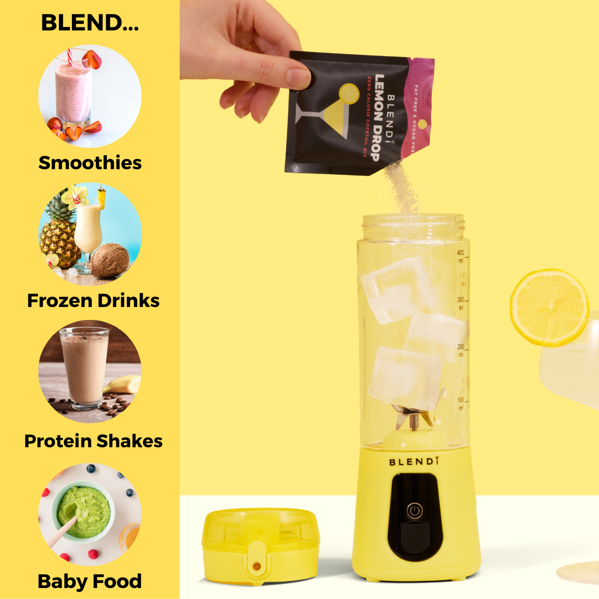 BLENDi - Wholesale Blender - BLENDi Pro+ 17oz Lemon Portable Blender Smoothie Maker3