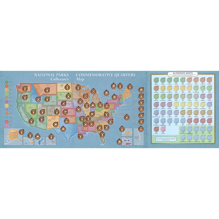 Peter Pauper Press - Wholesale Book - Adult - National Parks Commemorative Quarters Map 2010-2021